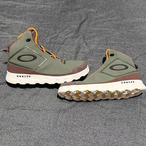 Oakley Olive and Brown Boots with Yellow Soles